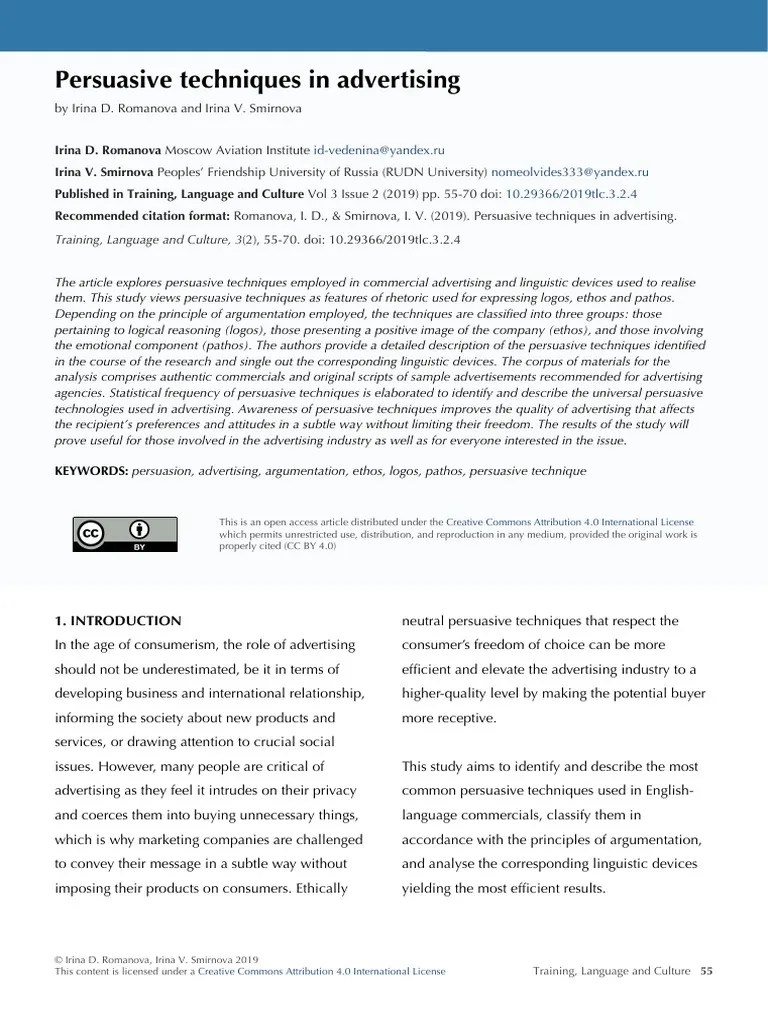 Persuasive Techniques in Advertising | PDF | Persuasion | Logos