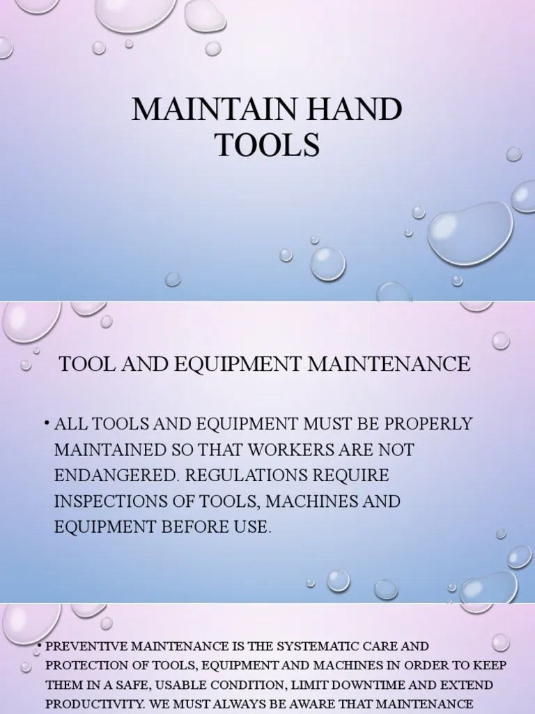 Maintain Hand Tools Lesson1 LO3 PDF Tools Engineering