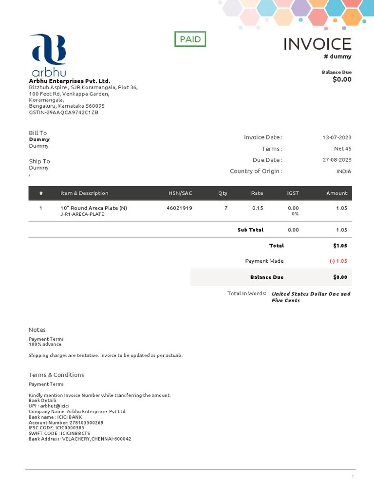Dummy PDF Invoice Business