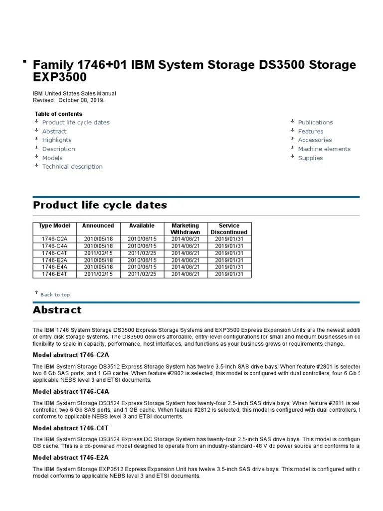 US IBM System Storage DS3500 Storage Systems and EXP3500 PDF Hard