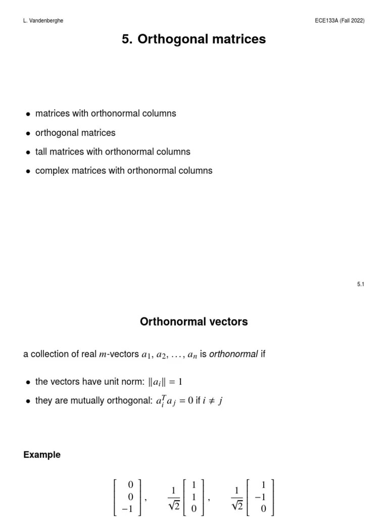 Orthogonal PDF Matrix (Mathematics) Permutation