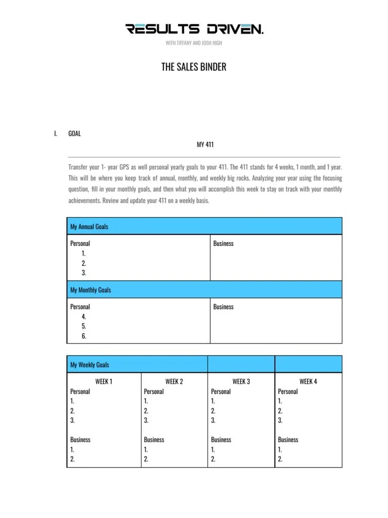 The Sales Binder Document PDF