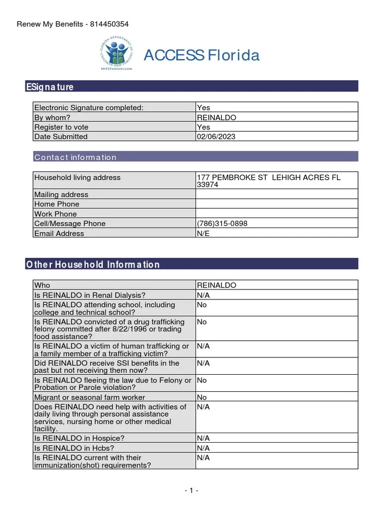 Access Florida Application Details 814450354 PDF Medicare (United