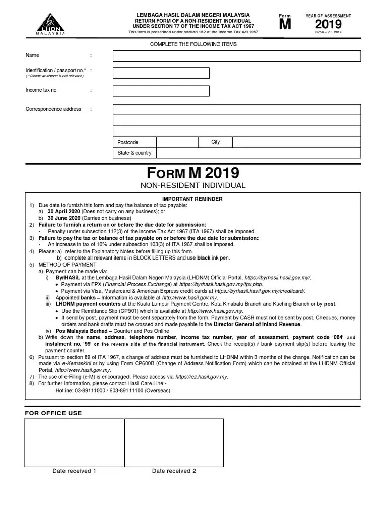 M Form 2019 PDF Payments Taxes