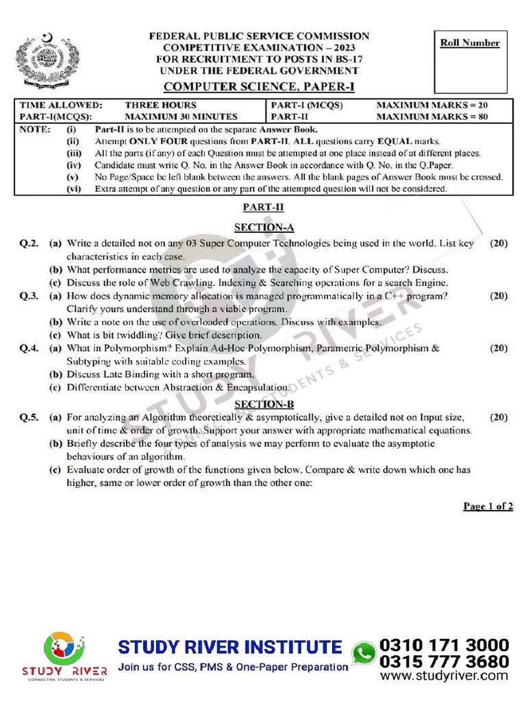 Computer Science Paper 1 2 PDF