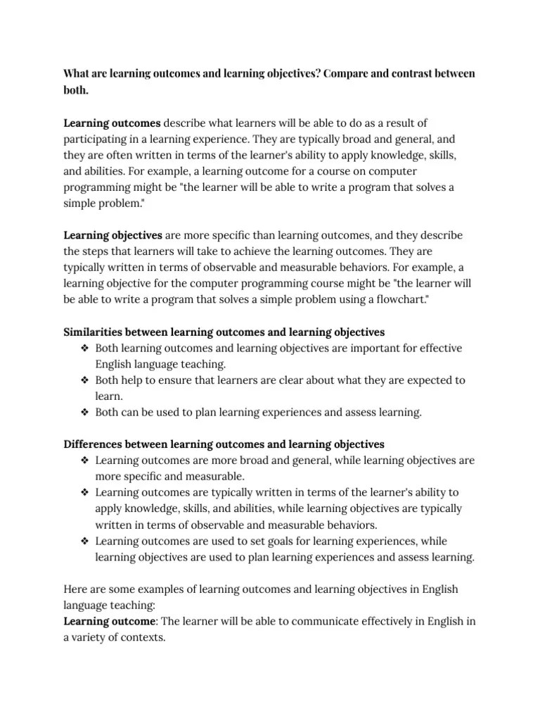 What Are Learning and Learning Objectives PDF Learning