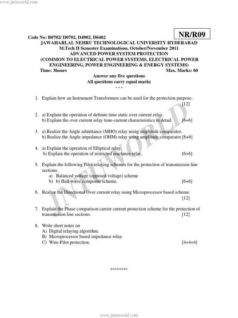Nrr09Advanced Power System Protection PDF Electrical Impedance Power (Physics)