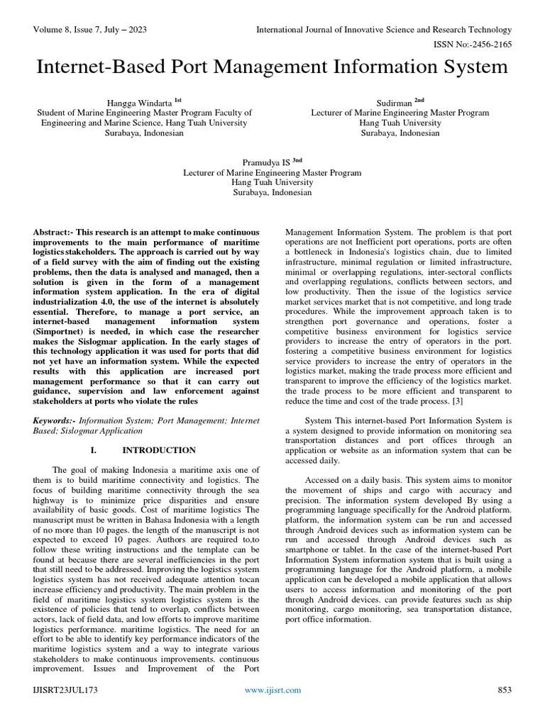 Port Management Information System PDF Logistics Port