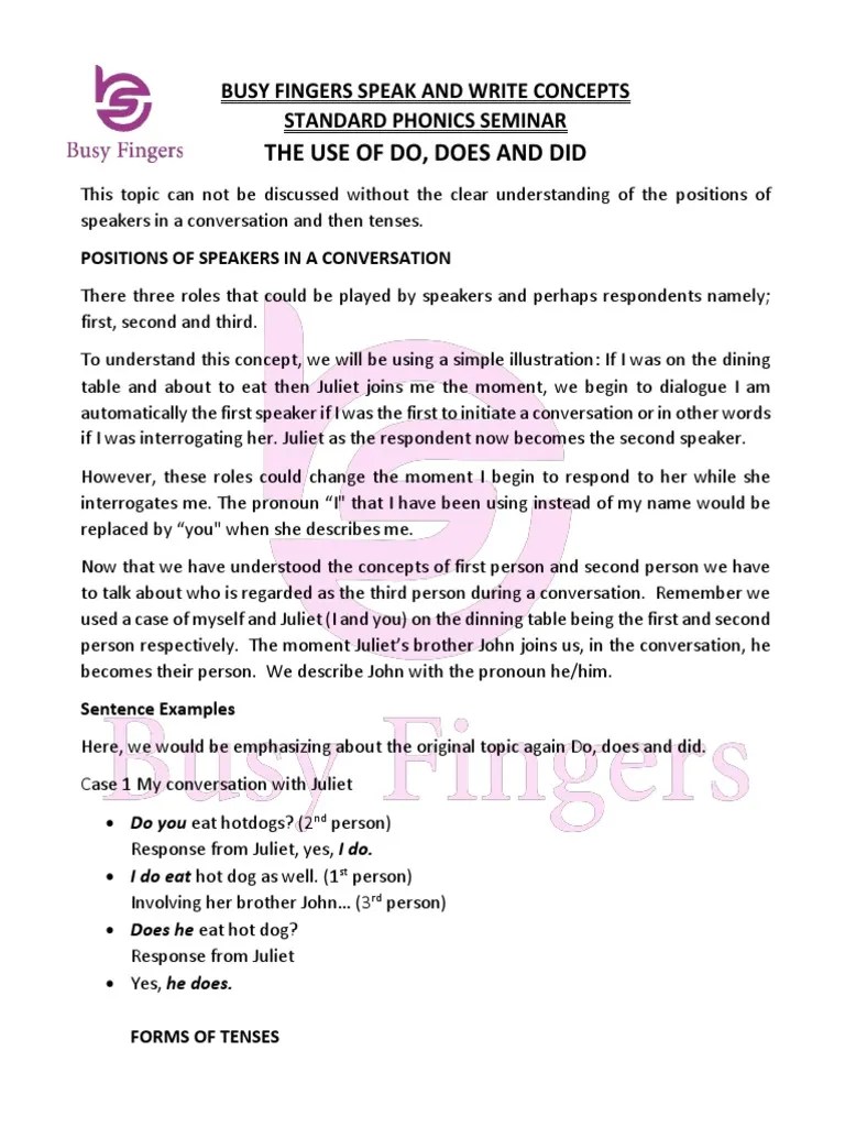 Busy Fingers, Standard Phonics Seminar 050447 PDF Plural