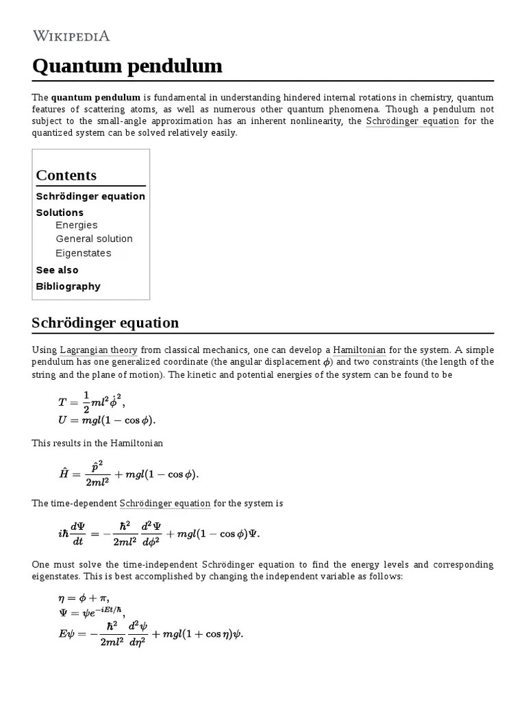 Quantum Pendulum PDF