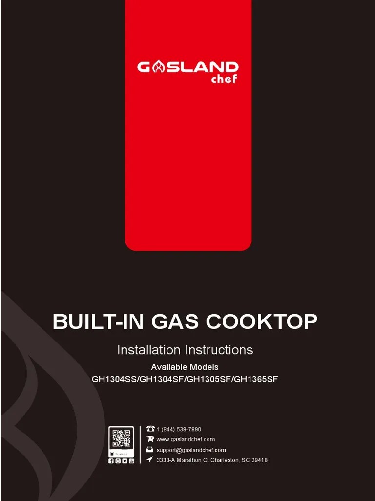 BuiltIn Gas Cooktop Installation Instructions PDF Mains