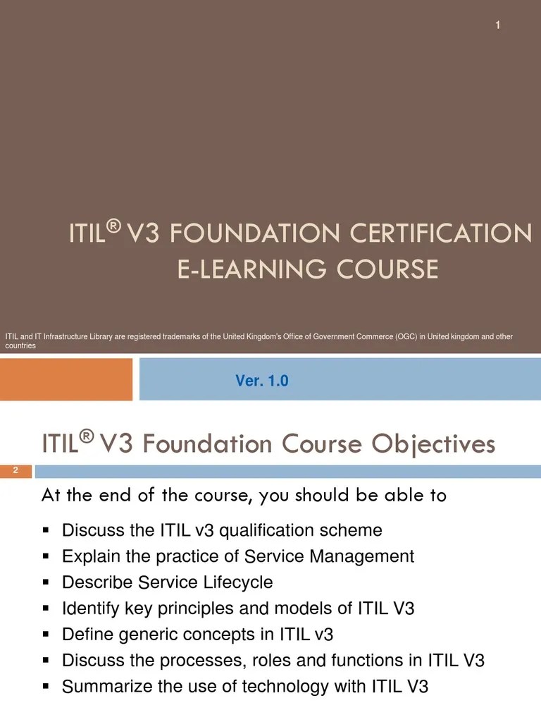 ITIL V3 Foundation Course eBook Itil Service Level Agreement