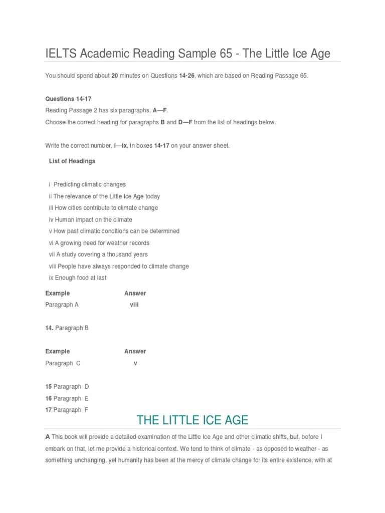 IELTS Academic Reading Sample 65 The Little Ice Age PDF