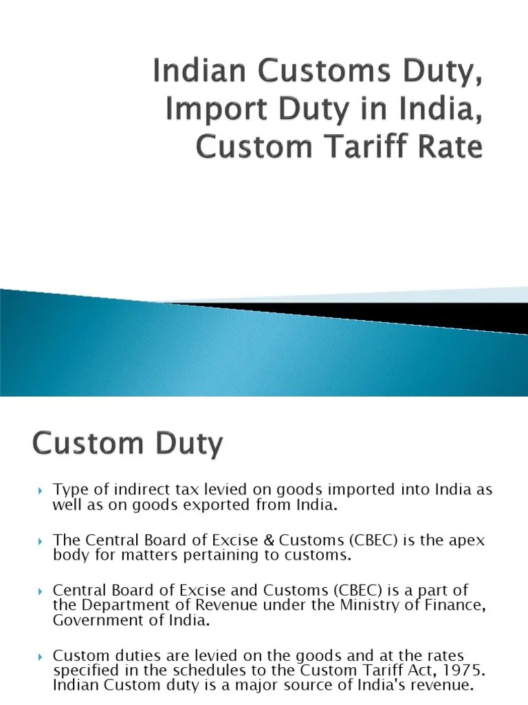 How to Calculate Custom Duty Tariff Ad Valorem Tax
