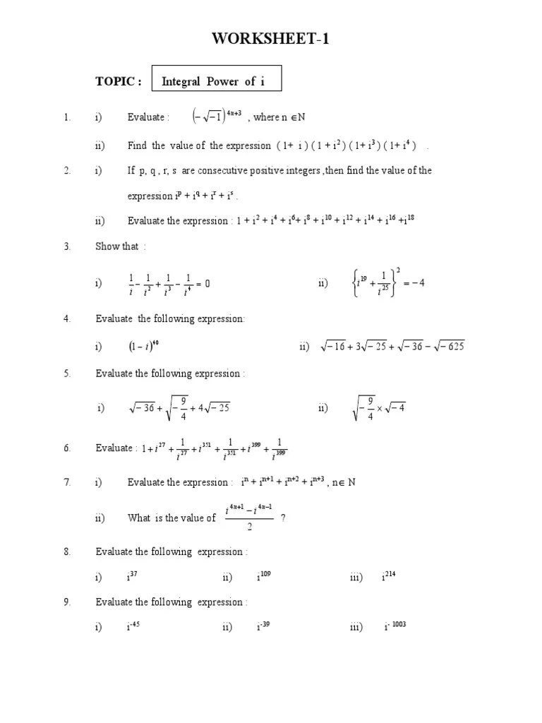 Complex Number (Sheet1) PDF