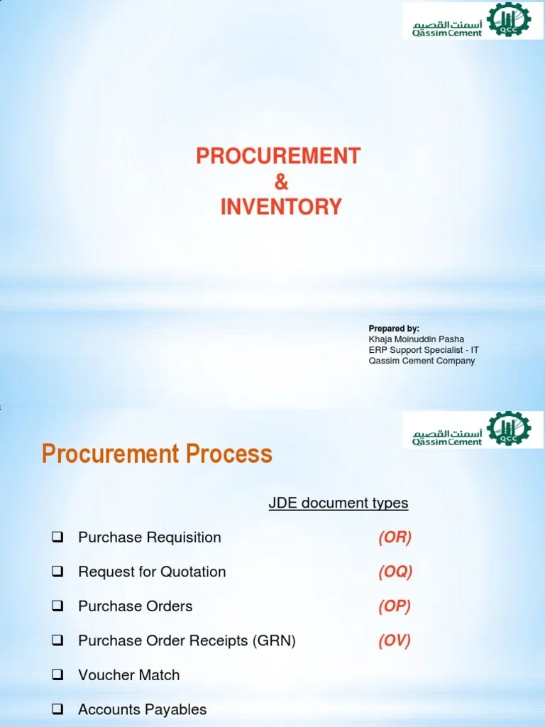 A Comprehensive Guide to Procurement and Inventory Management in JDE