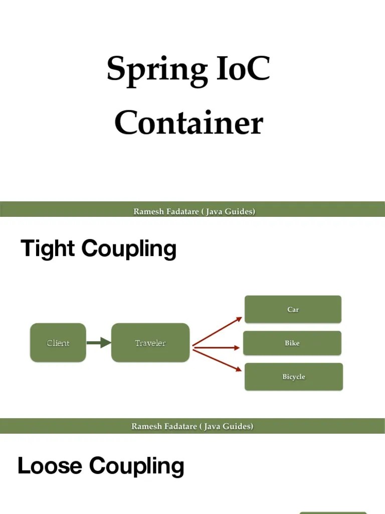 Spring IOC Container Class Notes PDF Object Oriented Programming