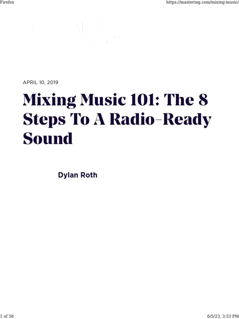 Mixing Music 101 The 8 Steps To A RadioReady Sound June 2023 PDF Equalization (Audio) Hertz