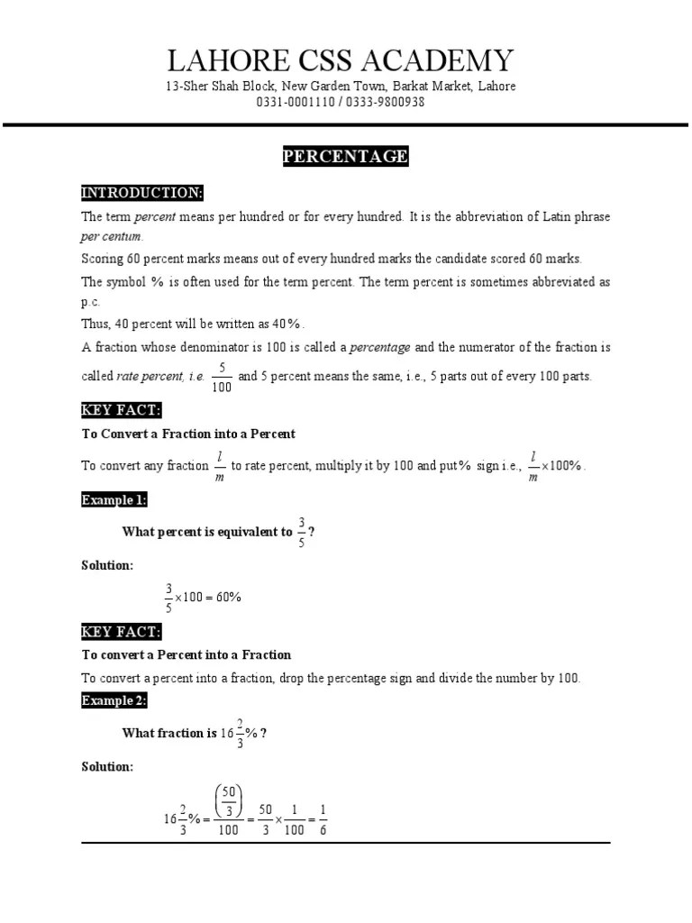 10 Percentage (176189) PDF Percentage Division (Mathematics)