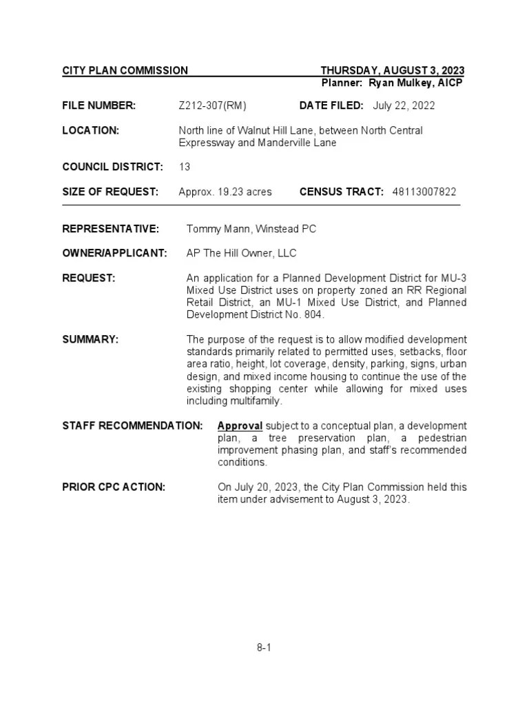 Walnut Hill TOD Staff Report PDF