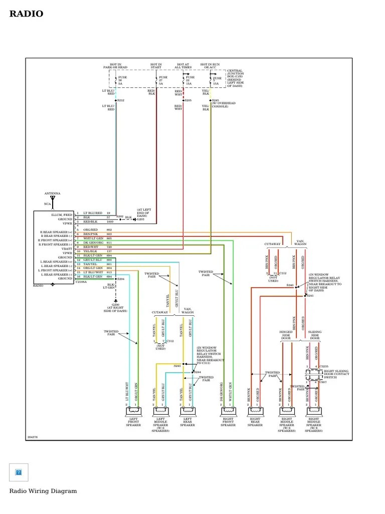RADIO - Ford Cutaway E350 Super Duty 2005 - SYSTEM WIRING DIAGRAMS