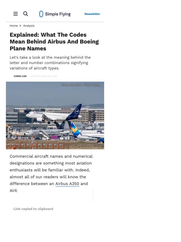 Explained What The Codes Mean Behind Airbus and Boeing Plane Names