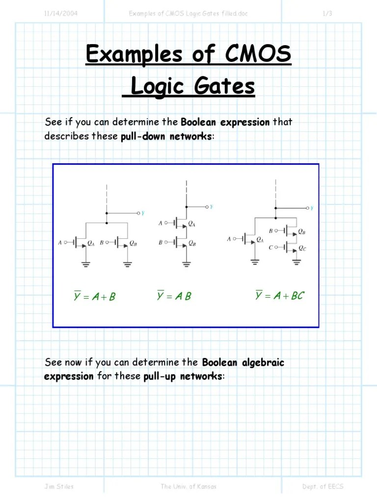 Examples of CMOS Logic Gates filled PDF