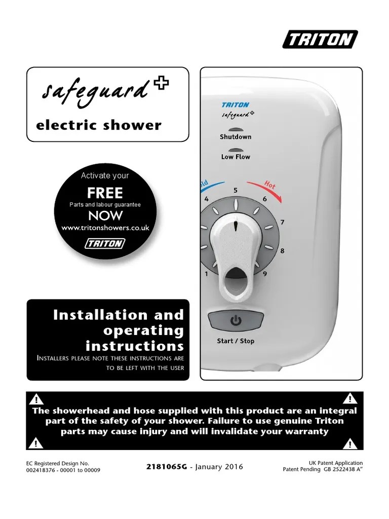 Triton Safeguard Plus Electic Shower Instructions PDF Fuse