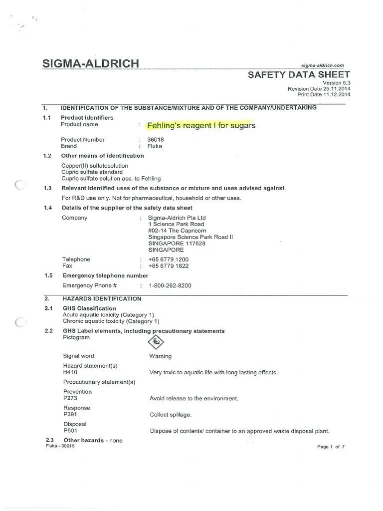 Fehling Copper Sulfate Msds 2 PDF