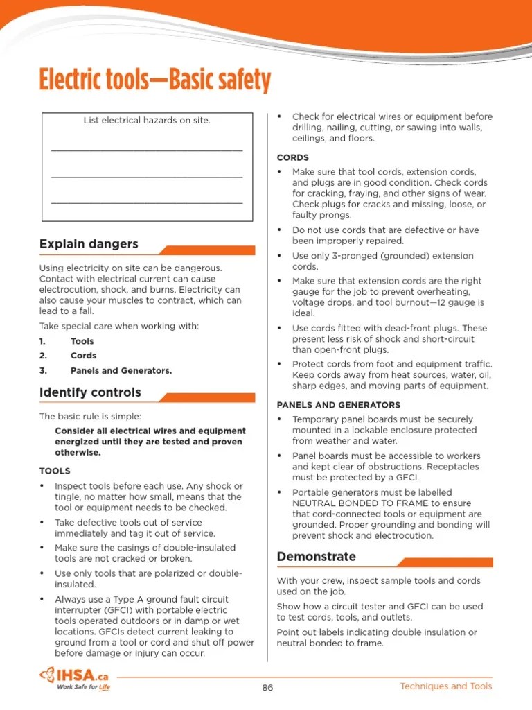 Electric Tools Basic Safety | PDF | Electrical Connector | Electrical
