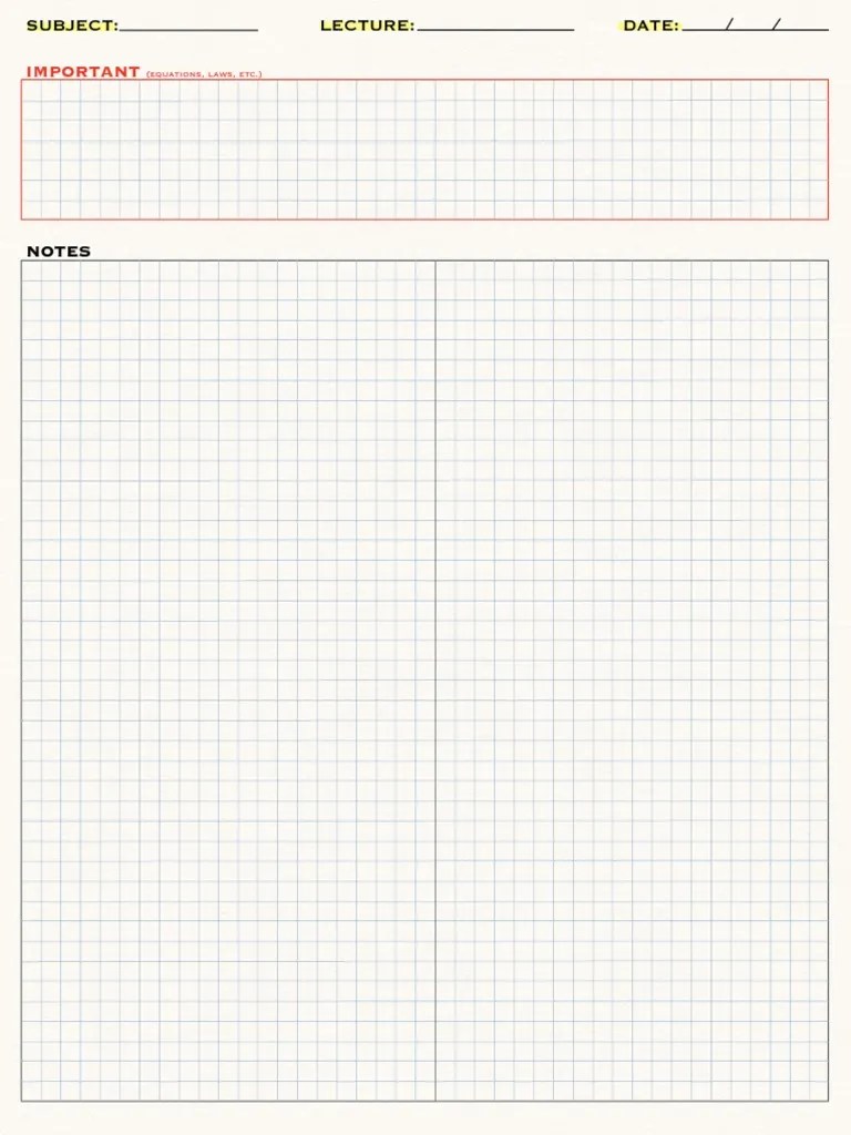 Old School Notes Grid PDF