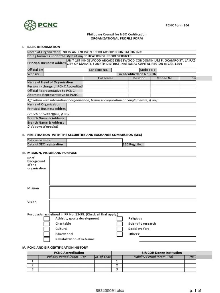 Form 104 Organizational Profile.. PDF