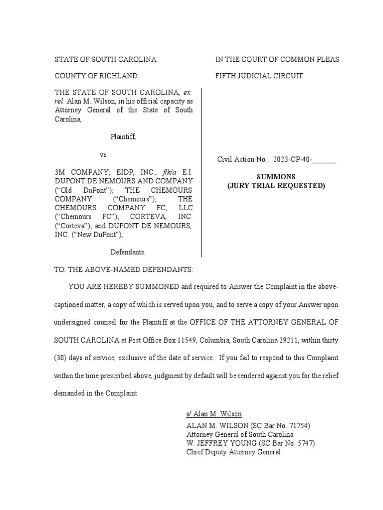 South Carolina Attorney General Files Lawsuit Against Companies Over