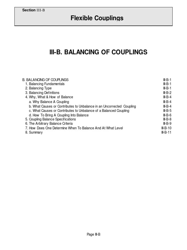 Balancing of Couplings PDF Rotation Around A Fixed Axis Engineering Tolerance