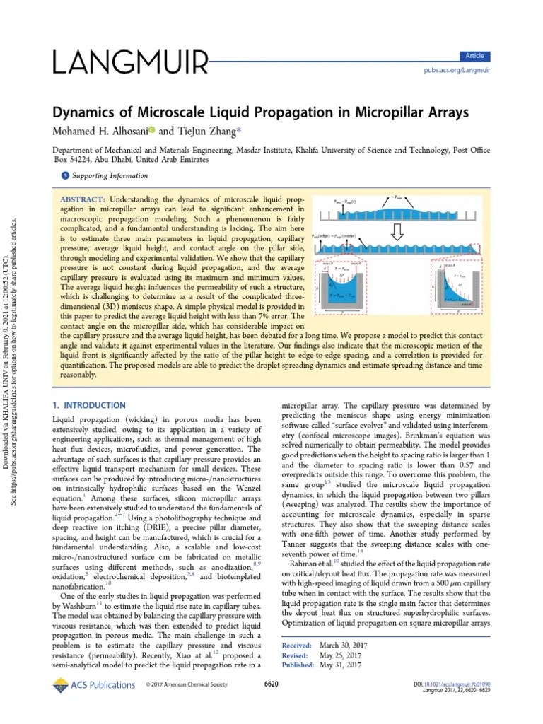 Dynamics of Microscale Liquid Propagation in Micropillar Arrays_TJ