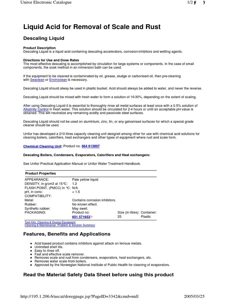 Descaling Liquid PDF Liquids Water