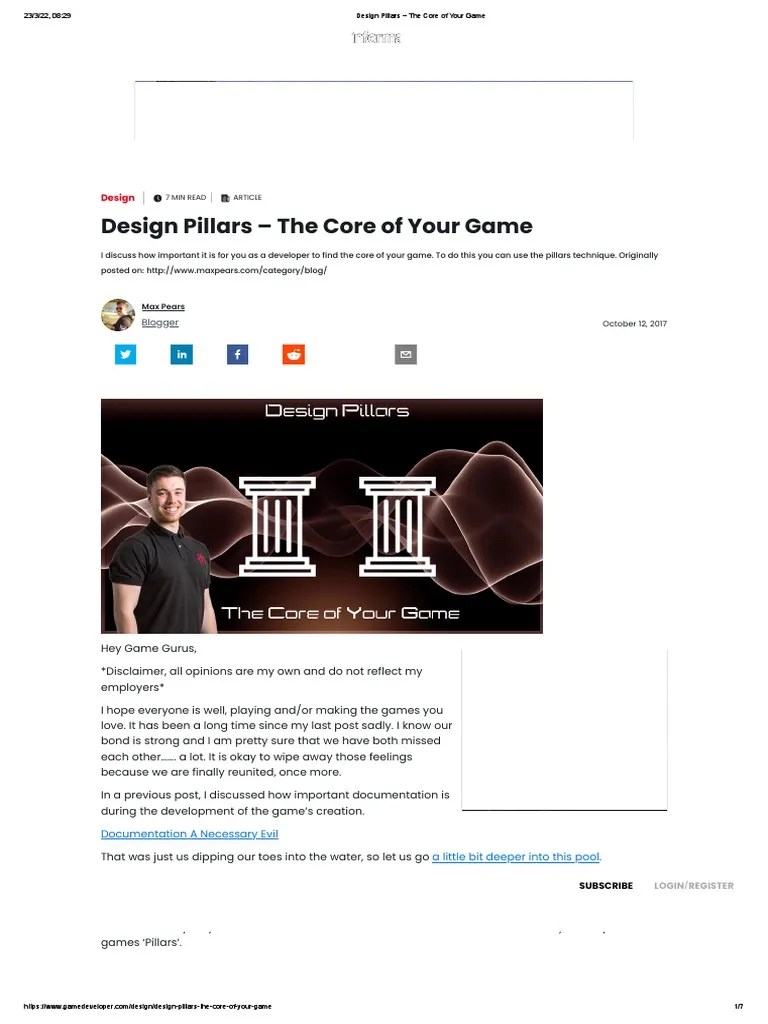 Design Pillars The Core of Your Game PDF
