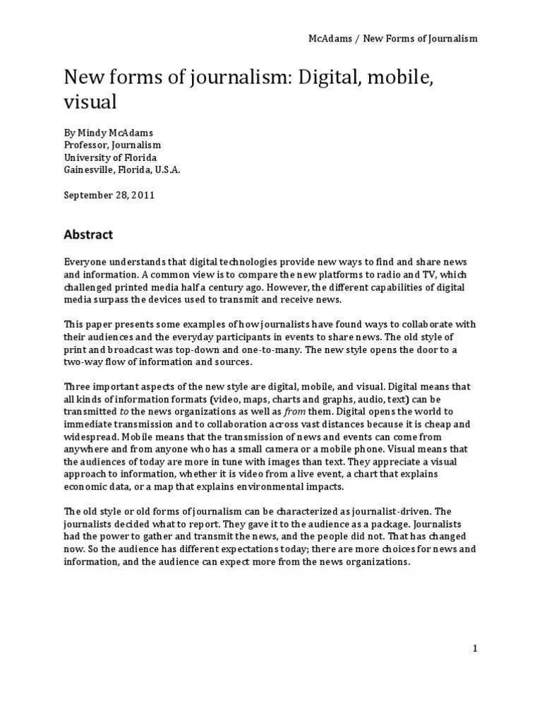 New Forms of Journalism Journalism News