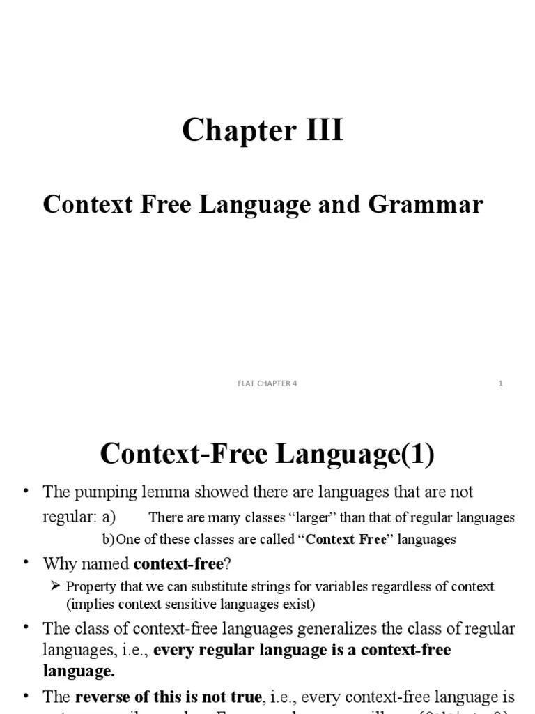 CH3 Context Free Language and Grammar PDF