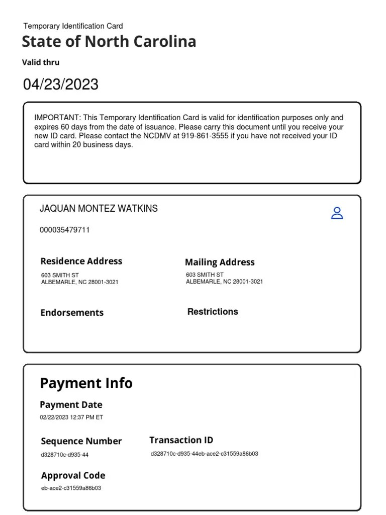 Temporary Identification Card PDF
