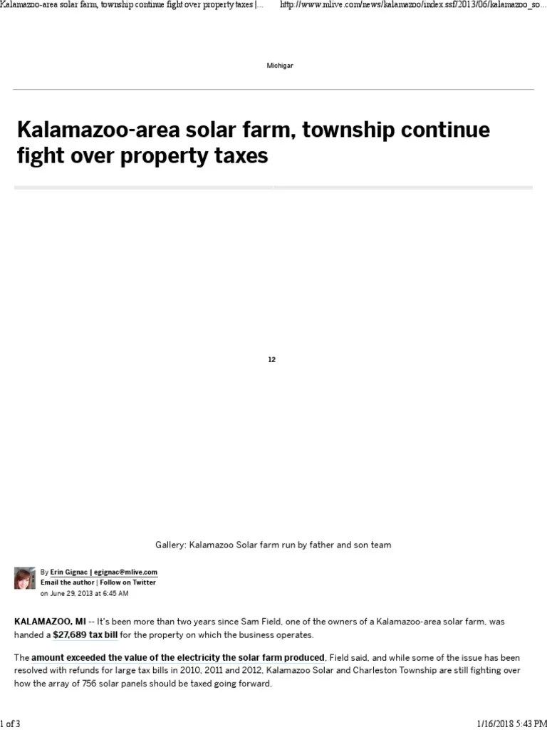 KalamazooArea Solar Farm, Township Continue Fight Over Property Taxes
