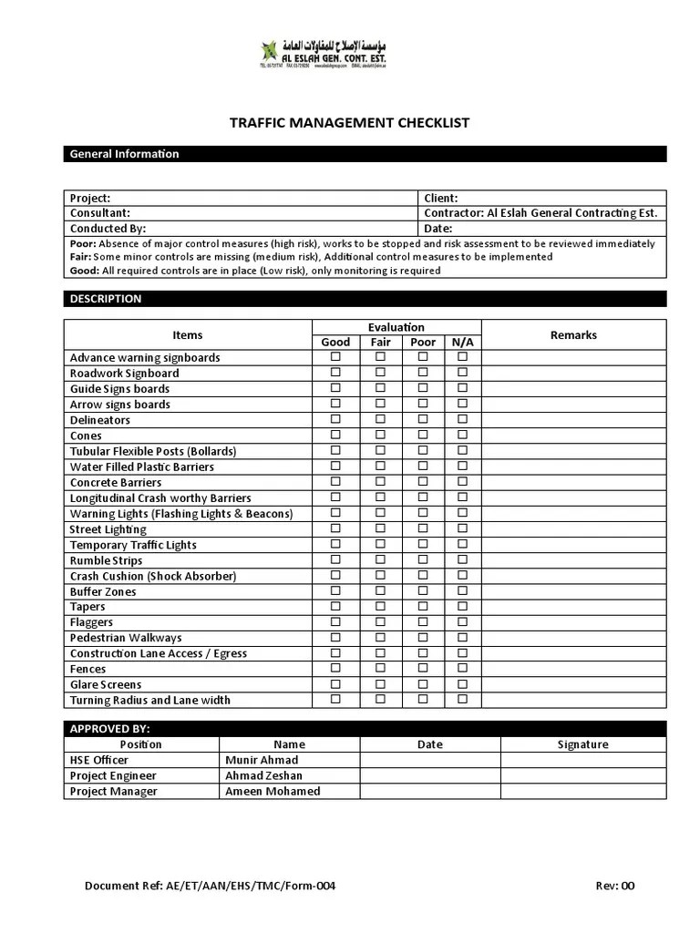 4. TRAFFIC MANAGEMENT CHECKLIST PDF