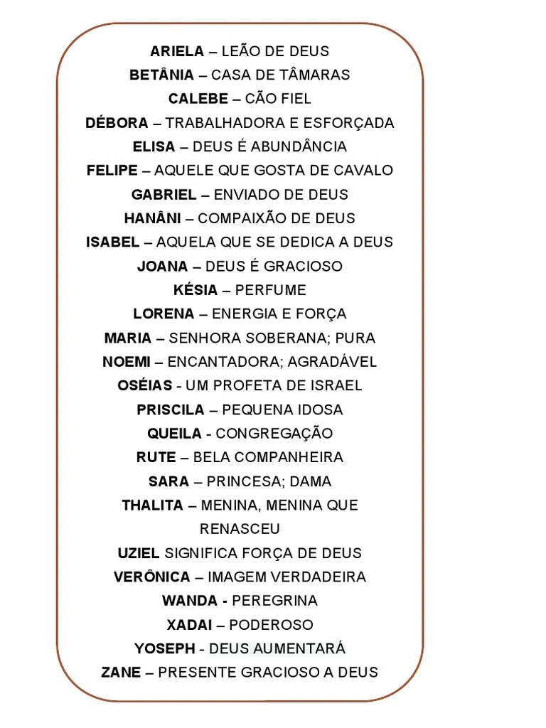 Lista de Nomes e Significados PDF