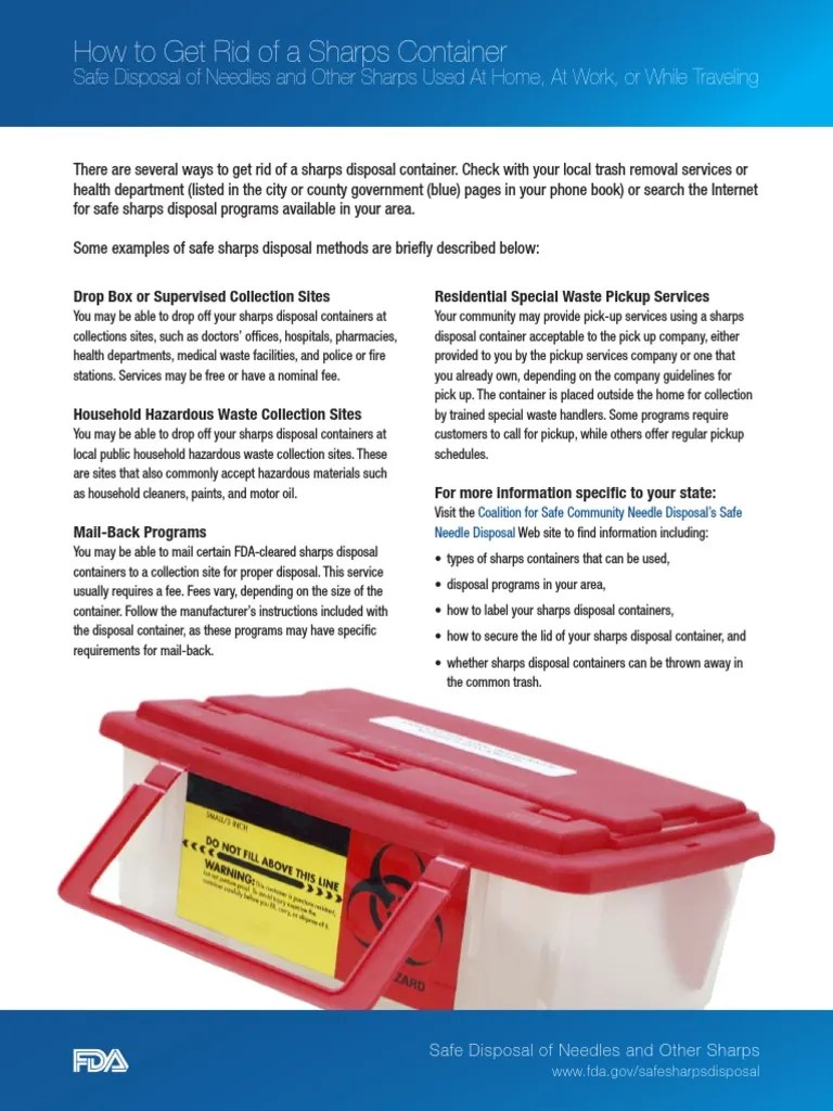 How To Get Rid of A Sharps Container Printable Version PDF