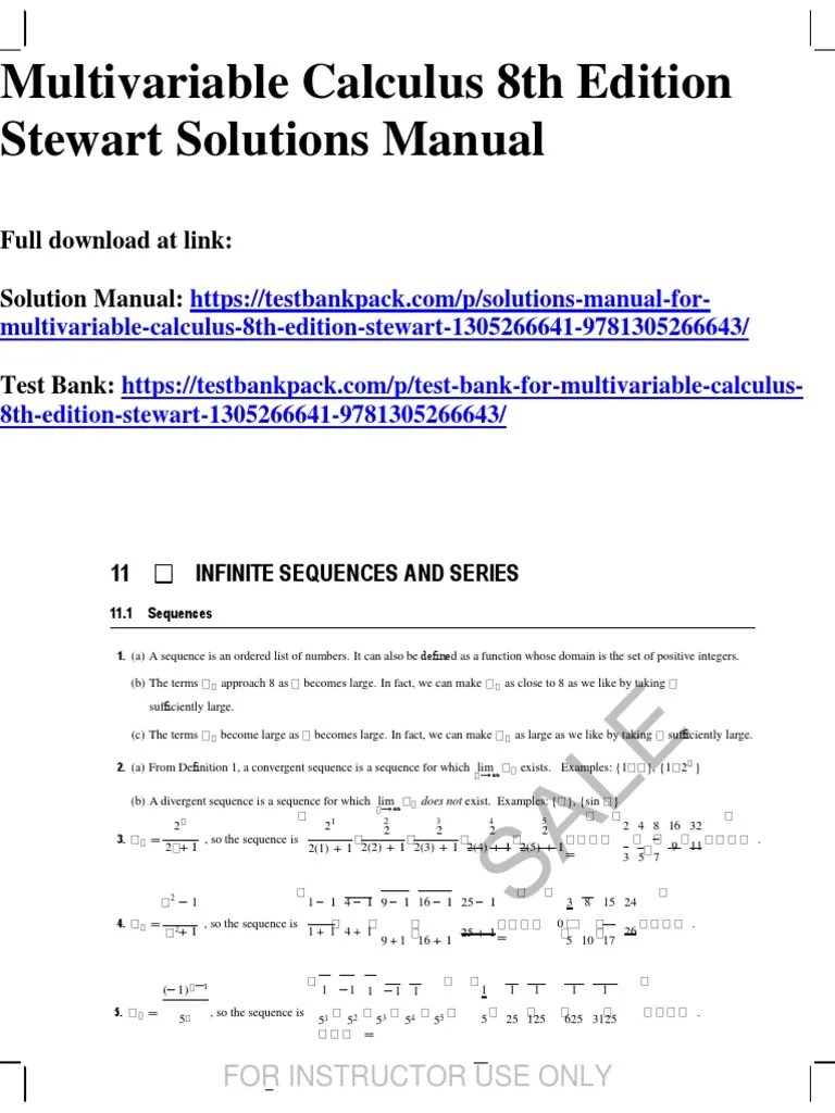 Multivariable Calculus 8th Edition Stewart Solutions Manual 1 PDF