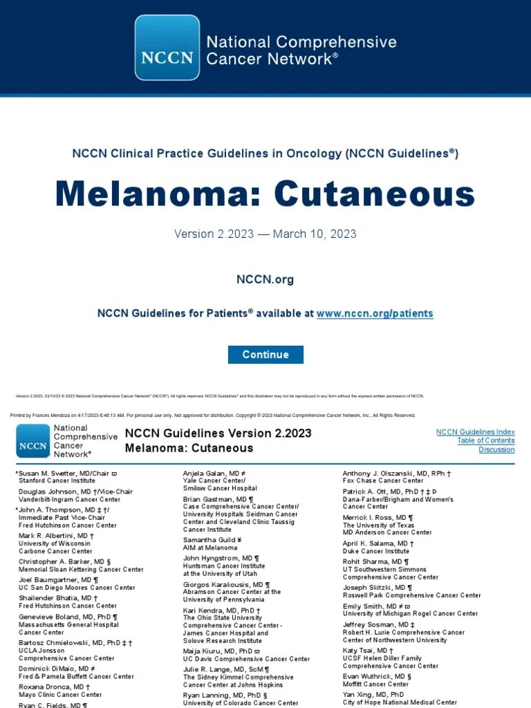 NCCN Skin Melanoma PDF