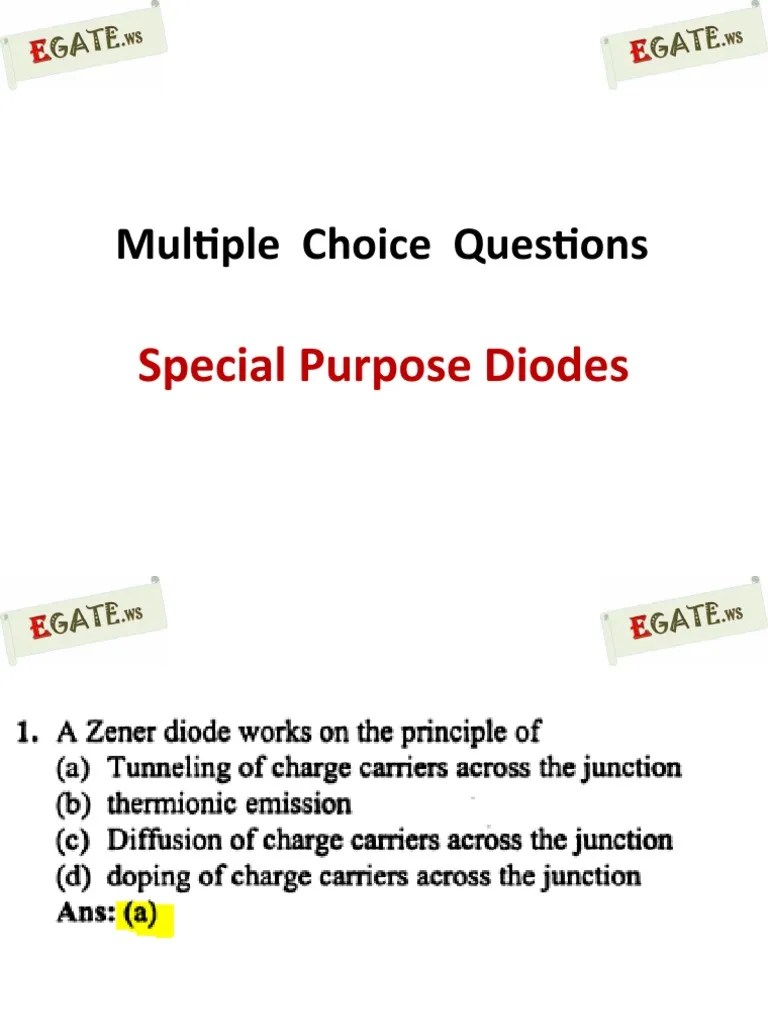 Multiple Choice Questions Special Purpose Diodes PDF