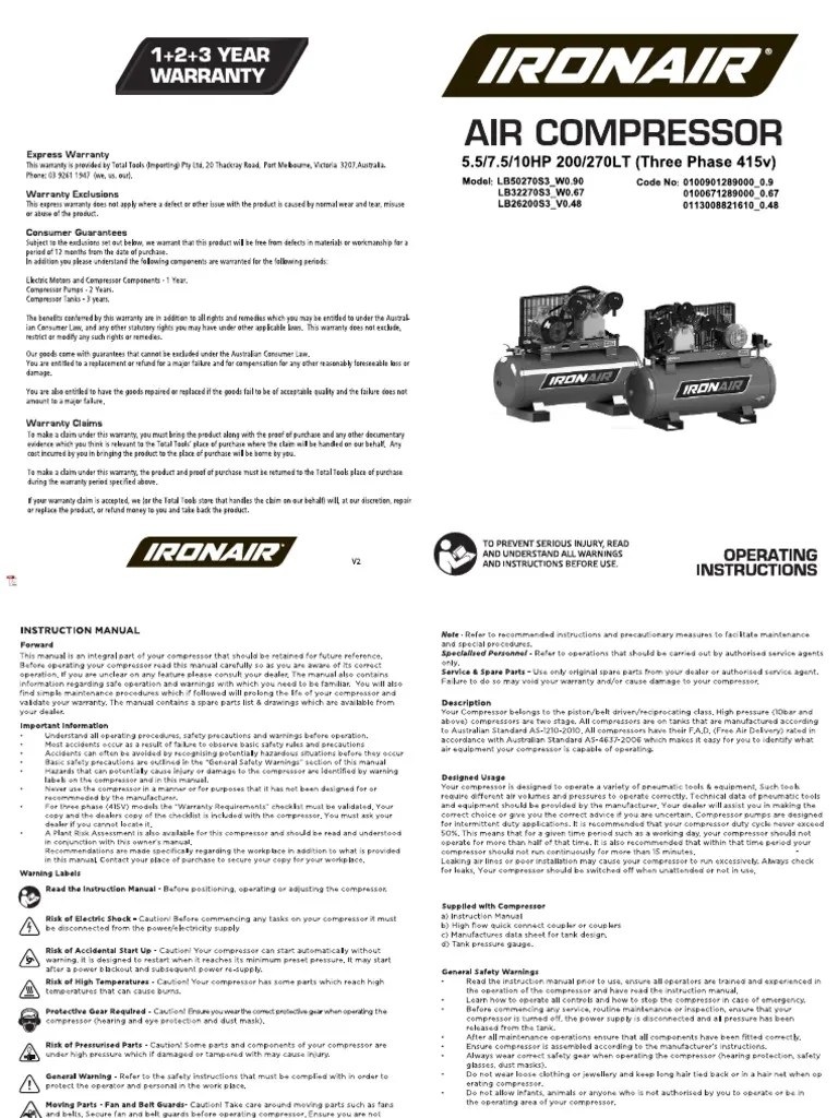 IRONAIR Compressor Drawing PDF