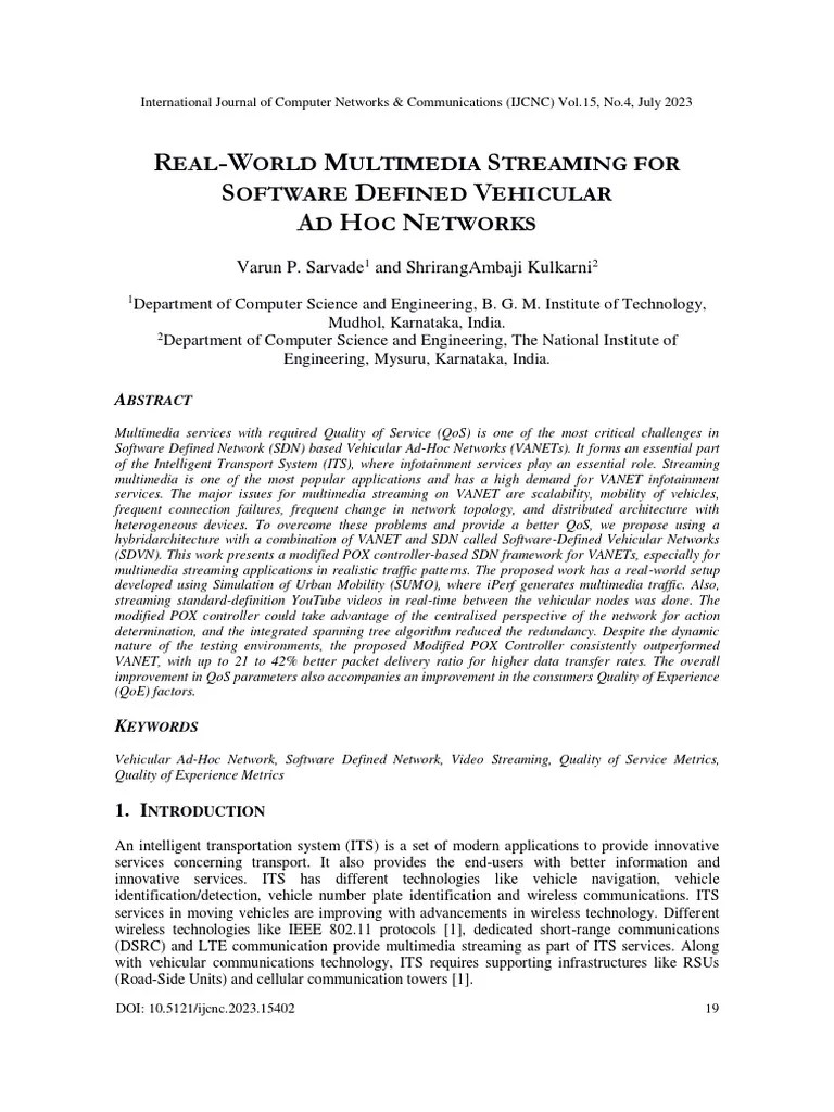 RealWorld Multimedia Streaming For Software Defined Vehicular Ad Hoc