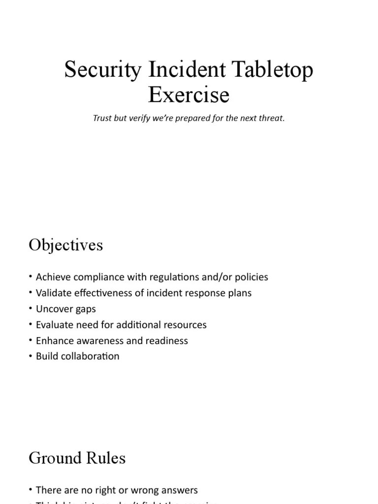 Security Incident Tabletop Exercise PDF